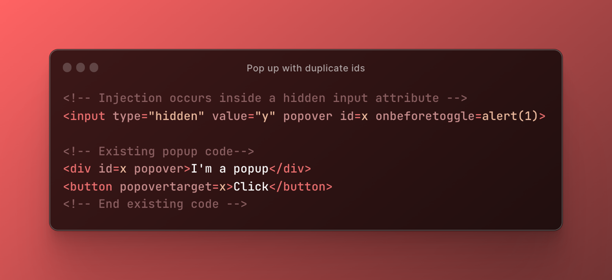 A code sample showing duplicate id attributes to demonstrate that the first attribute is used