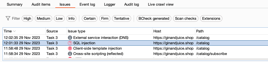 SQL injection in Issue activity